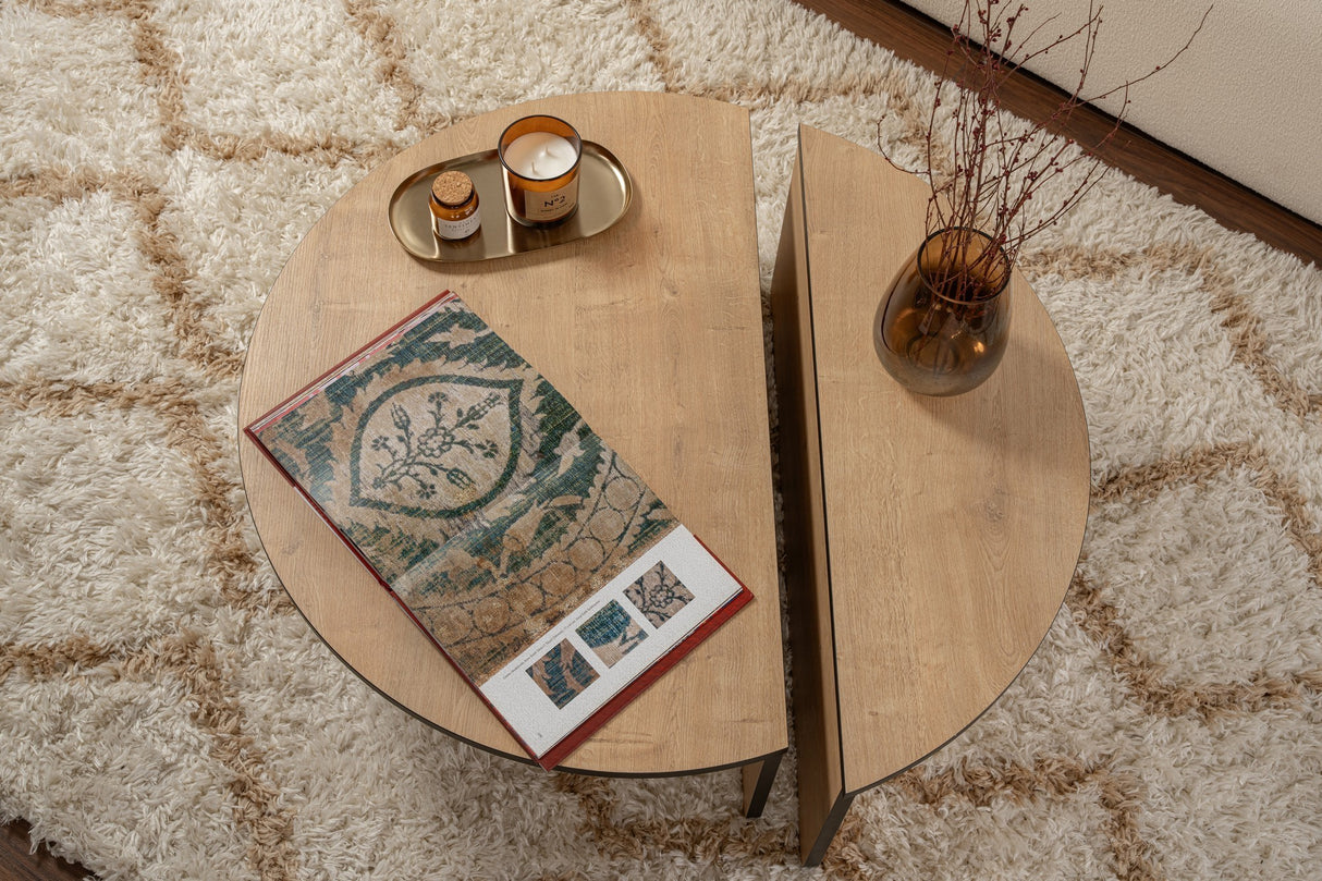 Tavolino rotondo 85 cm Melaminico effetto rovere naturale Orin