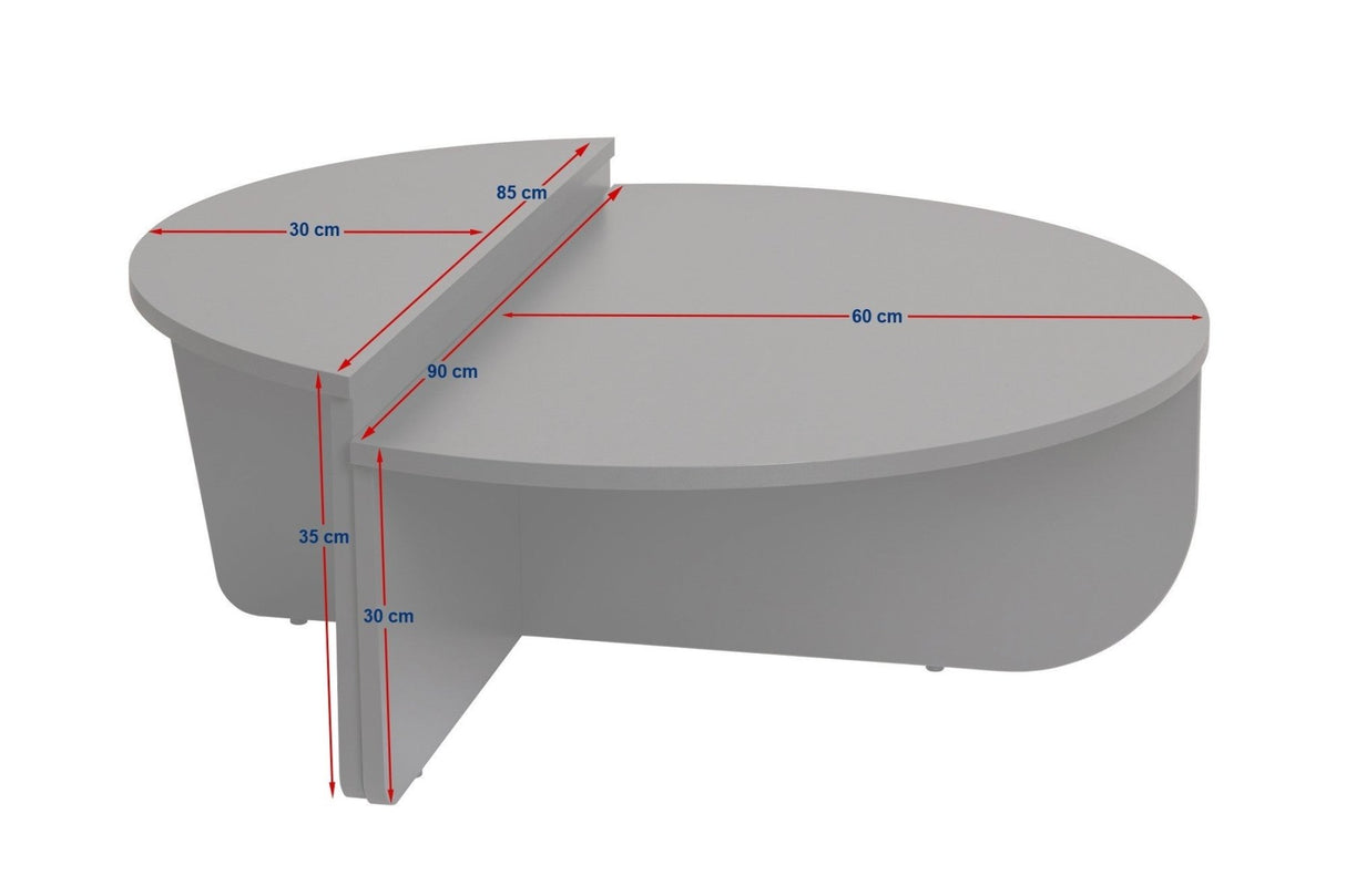 Tavolino rotondo Orion noce e melaminico bianco 90x60 cm