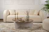 Tavolino rotondo Orion noce e melaminico bianco 90x60 cm