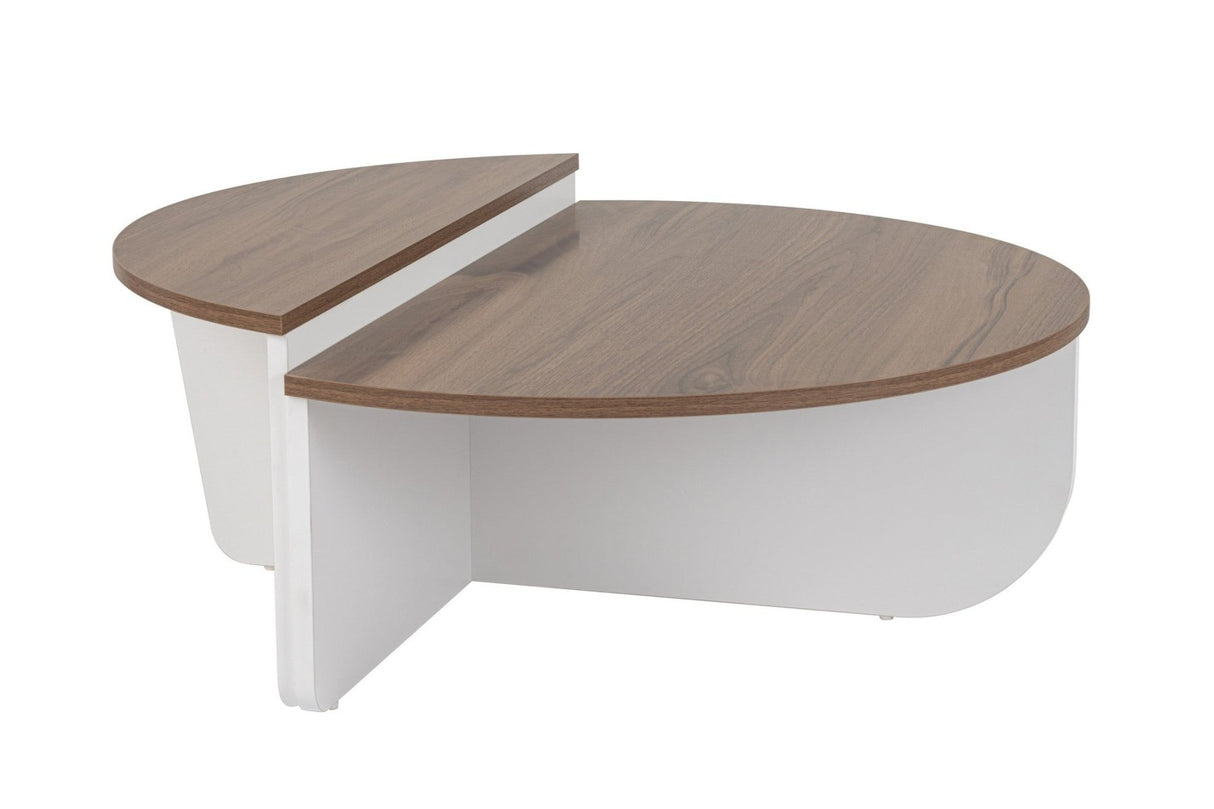 Tavolino rotondo Orion noce e melaminico bianco 90x60 cm