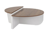 Tavolino rotondo Orion noce e melaminico bianco 90x60 cm
