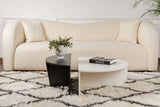Salontafels - Ronde salontafel Orion wit en zwart melamine 90x60 cm - Dimehouse