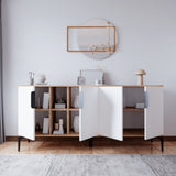 Credenza Tarz aspetto rovere bianco 150 cm Aspetto rovere / Legno melaminico bianco