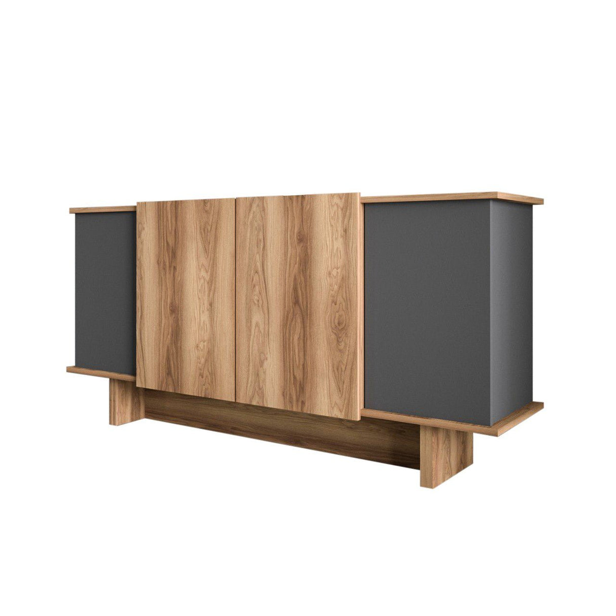 Madia Diana con vani a giorno 180 cm Antracite, noce Legno rivestito melaminico