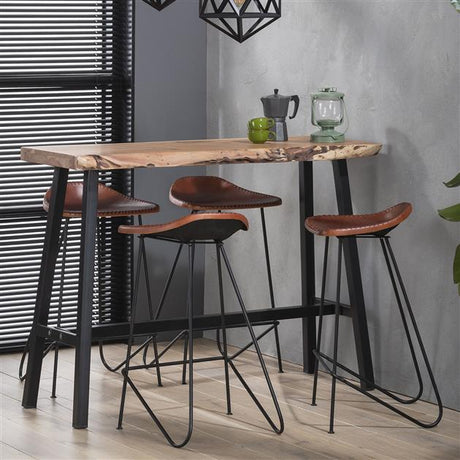 Sgabello da bar in pelle marrone Bruce - 67 cm - Senza schienale