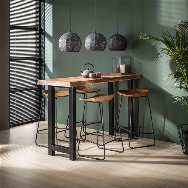 Sgabello da bar industriale in legno di acacia Elly - Altezza seduta 71 cm - Senza schienale