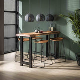 Sgabello da bar industriale in legno di acacia Elly - Altezza seduta 71 cm - Senza schienale