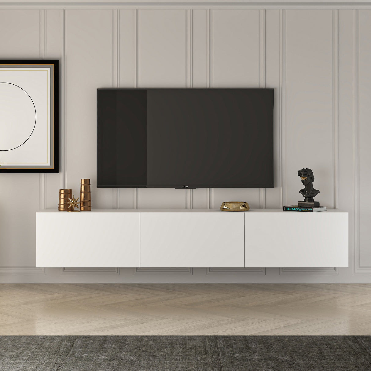 Consolle da parete West bianca 150 cm Legno composito melaminico