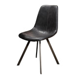 Eetkamerstoelen - Set van 4 Eetkamerstoelen Siena Saddle PU zwart - Dimehouse