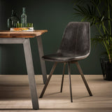 Eetkamerstoelen - Set van 4 Eetkamerstoelen Siena Saddle PU zwart - Dimehouse