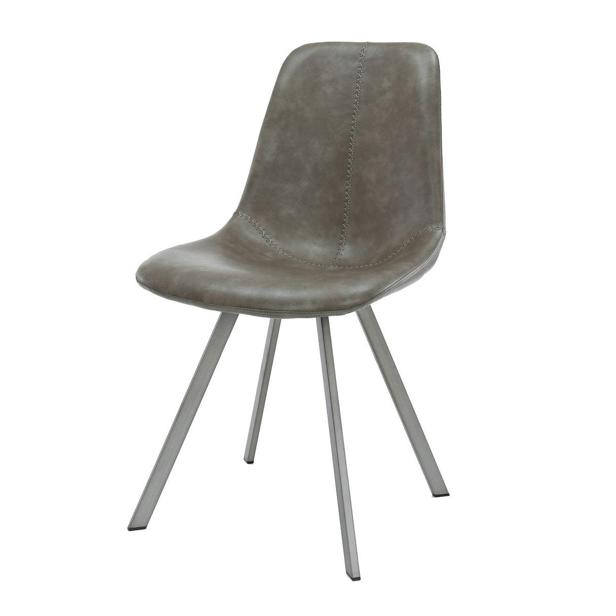 Eetkamerstoelen - Eetkamerstoel Taupe Siena Saddle PU Kunstleer - Dimehouse