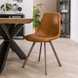Eetkamerstoelen - Set van 4 Eetkamerstoelen Siena Saddle PU bruin - Dimehouse