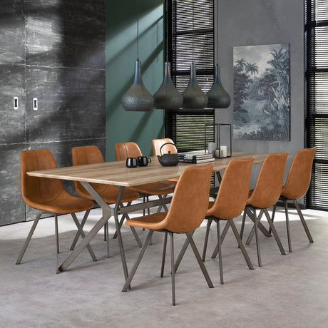 Set di 4 sedie da pranzo Siena Saddle PU marrone