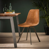 Eetkamerstoelen - Set van 4 Eetkamerstoelen Siena Saddle PU bruin - Dimehouse