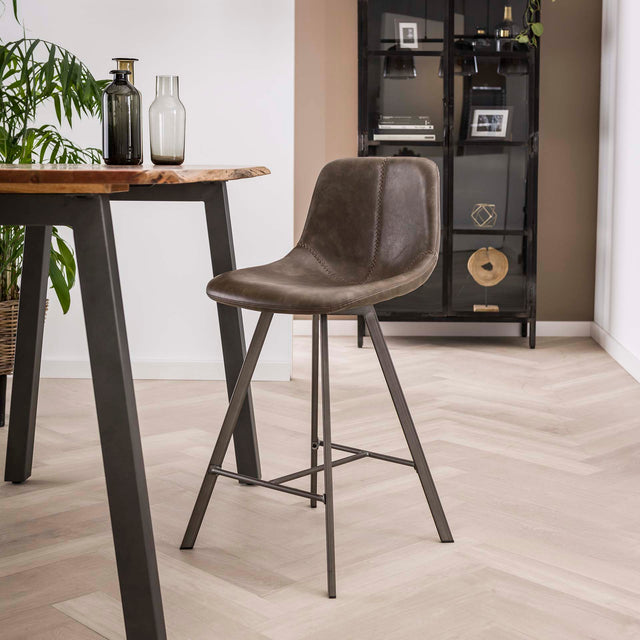 Barkrukken - Barkruk Siena Taupe Saddle PU Kunstleer - Dimehouse