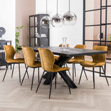 Eetkamerstoelen - Chique Eetkamerstoel Argo Velvet Goud - Zonder Armleuningen - Dimehouse