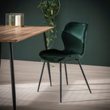 Eetkamerstoelen - Chique Eetkamerstoel Argo Velvet Groen - Zonder Armleuningen - Dimehouse