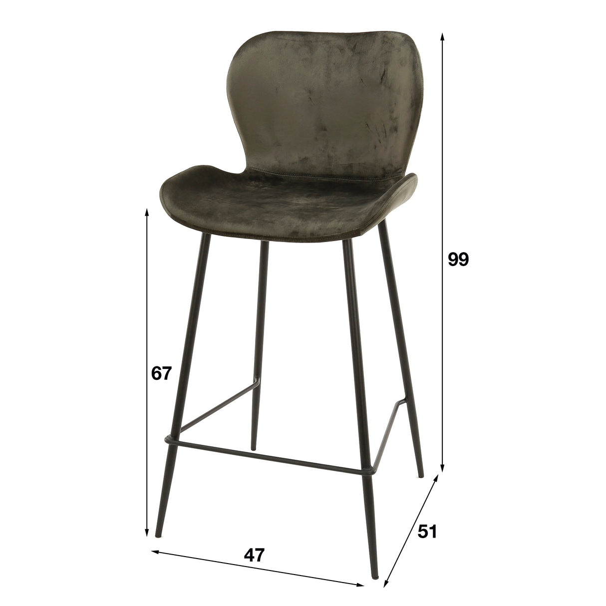 Barkrukken - Moderne Barkruk Velours Antraciet Zonder Armleuningen Argo - Dimehouse