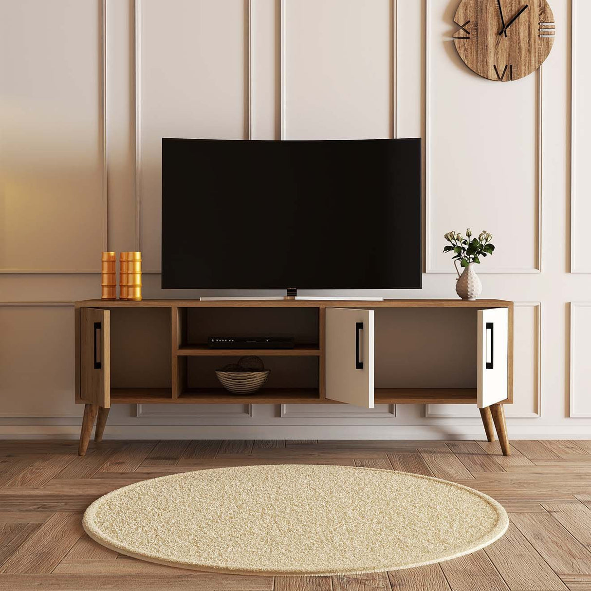 Mobile TV Exxen Rovere Bianco Melaminico 150x52x34 cm