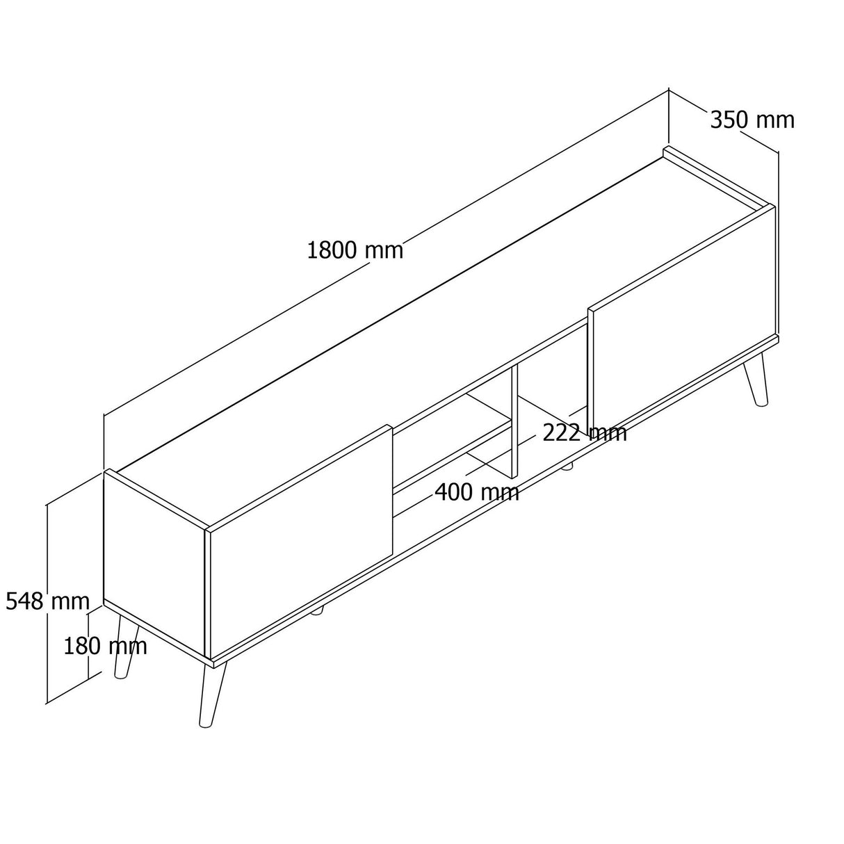 TV Meubels - TV Meubel Lotus Eik Melamine 180x50x34 cm - Dimehouse