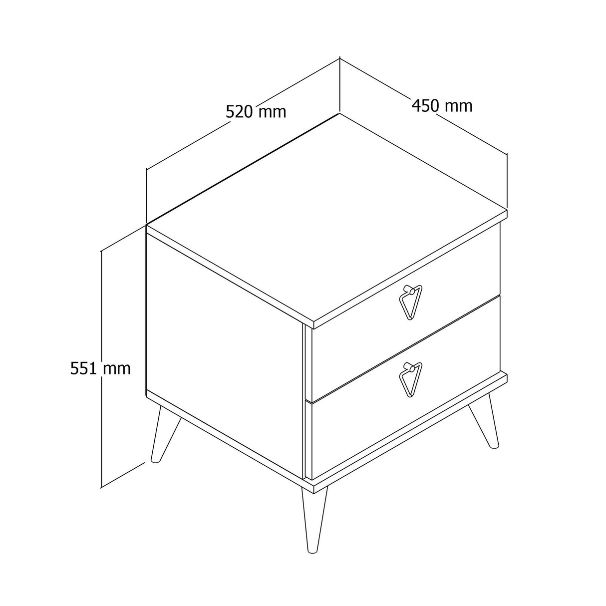 Nachtkastjes - Nachtkastje Versa Eik Melamine 52x55,1x45 cm - Dimehouse