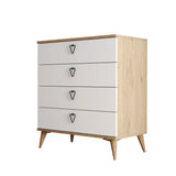 Ladekasten - Ladekast Versa Eik Wit Melamine 80x90,8x45 cm - Dimehouse