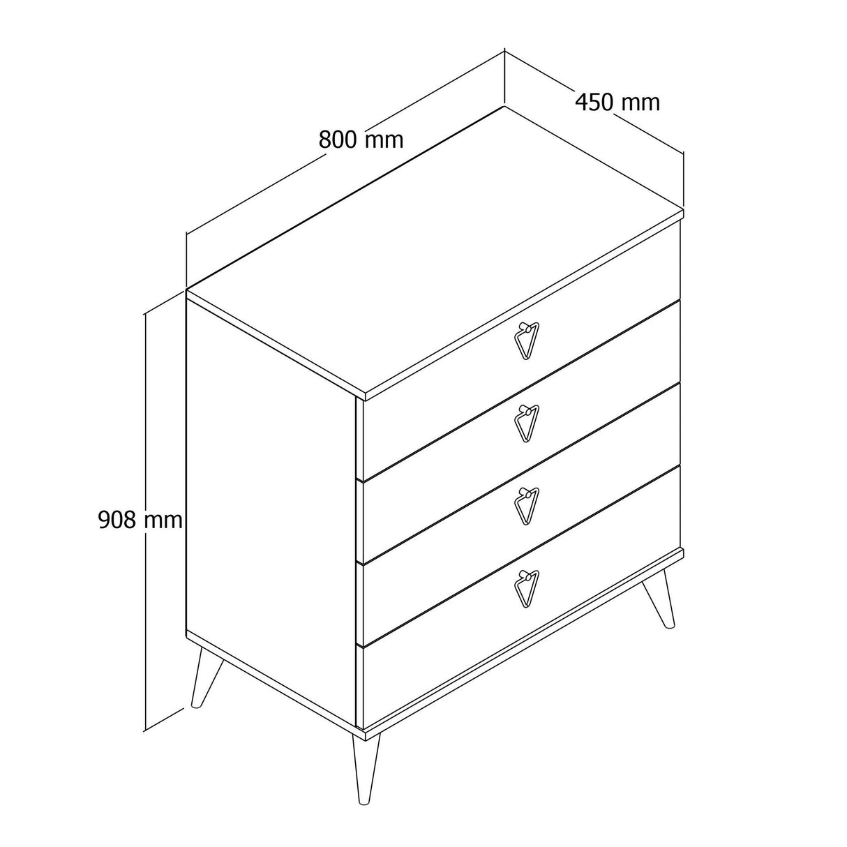 Ladekasten - Ladekast Versa Eik Wit Melamine 80x90,8x45 cm - Dimehouse