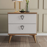 Nachtkastjes - Nachtkastje Versa Eik Wit Melamine 52x55,1x45 cm - Dimehouse