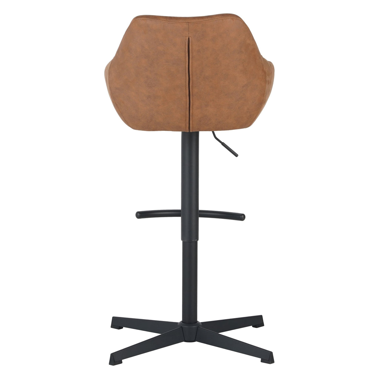 Sgabello da bar Venom in ecopelle color cognac - Sedia da bar girevole regolabile con braccioli
