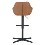 Sgabello da bar Venom in ecopelle color cognac - Sedia da bar girevole regolabile con braccioli