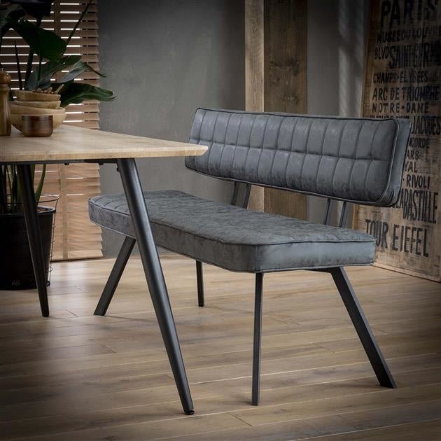 Divano per sala da pranzo Madrid DH Interior Nero LxLxH 156x44x22 Ecopelle Foto atmosferica vista frontale diagonale