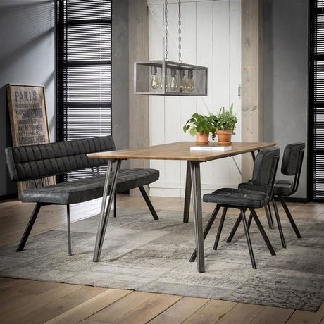 Divano per sala da pranzo Madrid DH Interior Nero LxLxH 186x44x22 Ecopelle Foto atmosferica vista frontale diagonale