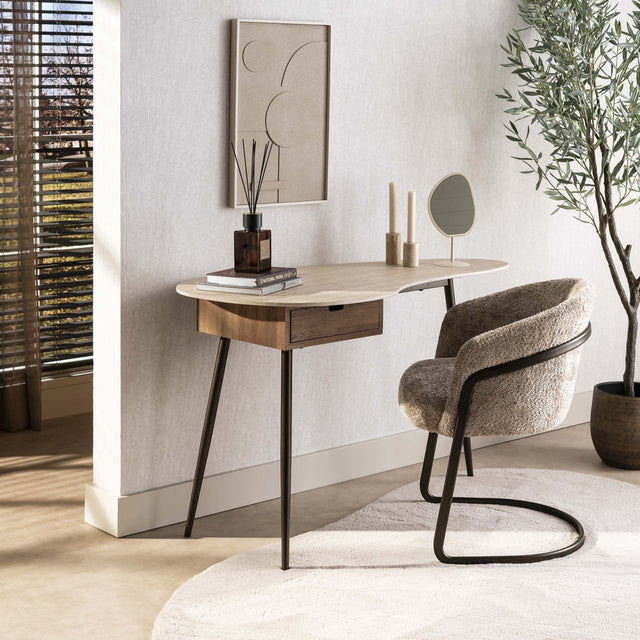 Kaptafels - Kaptafel Borea 1 Lade Keramiek Travertine - Dimehouse