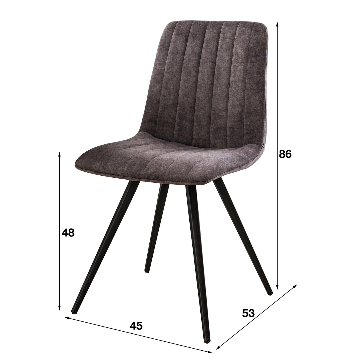 Sedia per sala da pranzo Sadie Velvet Grey - Senza braccioli