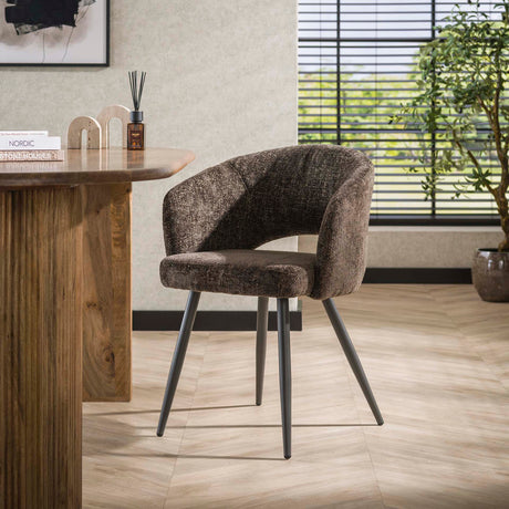 Eetkamerstoelen - Moderne Eetkamerstoel Bruin Cargo Tissee Stof - Dimehouse