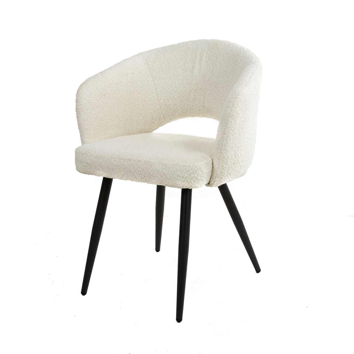 Eetkamerstoelen - Moderne Eetkamerstoel Wit Cargo Bouclé Stof - Dimehouse