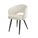 Eetkamerstoelen - Moderne Eetkamerstoel Wit Cargo Bouclé Stof - Dimehouse