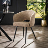 Eetkamerstoelen - Moderne Eetkamerstoel Zand Cargo Bouclé Stof - Dimehouse