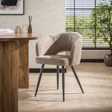 Eetkamerstoelen - Set van 2 eetkamerstoelen Cargo Stof Zand - Dimehouse