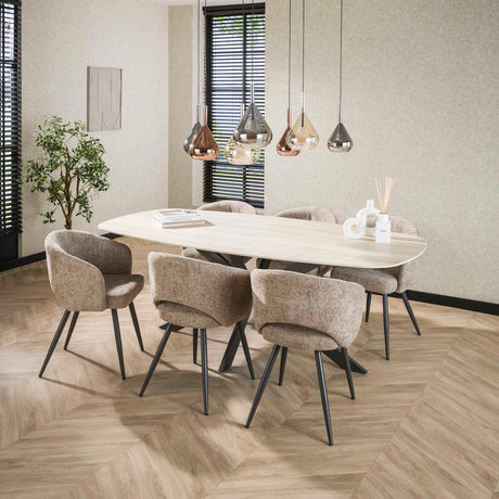 Eetkamerstoelen - Moderne Eetkamerstoel Zand Cargo Tissee Stof - Dimehouse