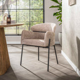 Eetkamerstoelen - Eetkamerstoel Chenille Zand met ronde rug en arm - Lola - Dimehouse