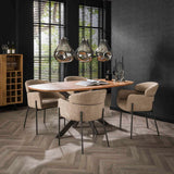 Eetkamerstoelen - Eetkamerstoel Bouclé Beige - Japandi - ronde vormen - Lola - Dimehouse