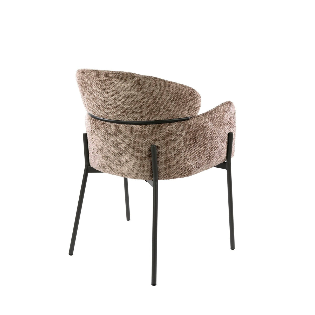 Eetkamerstoelen - Eetkamerstoel Chenille Taupe met ronde rug en arm - Lola - Dimehouse