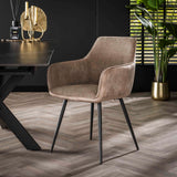 Eetkamerstoelen - Eetkamerstoel Rivo Rib Rock Zand Ribstof Zitting - Dimehouse