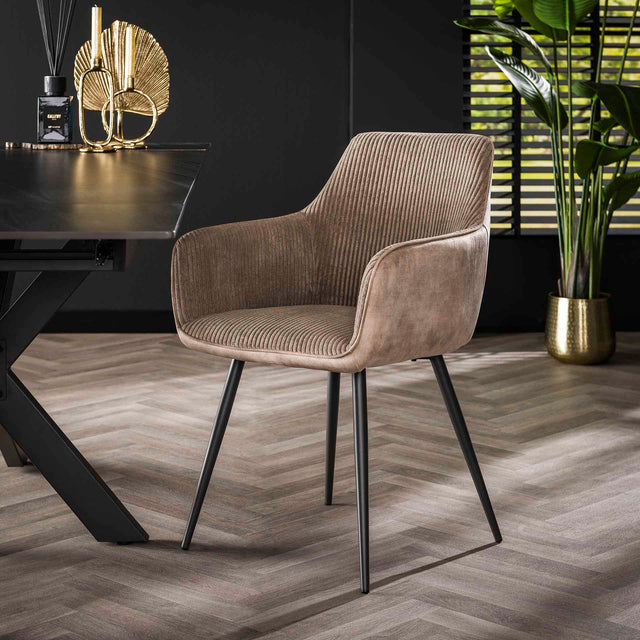 Eetkamerstoelen - Set van 2 eetkamerstoelen Rivo Rib Rock Zand - Dimehouse