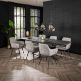 Eetkamerstoelen - Set van 2 eetkamerstoelen Rivo Rib Rock Zilver - Dimehouse