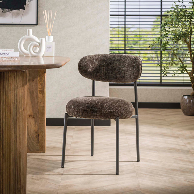 Eetkamerstoelen - Set van 2 eetkamerstoelen Aero Stof Bruin - Dimehouse
