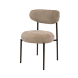 Sedia da sala da pranzo rotonda bouclé marrone sabbia Aero