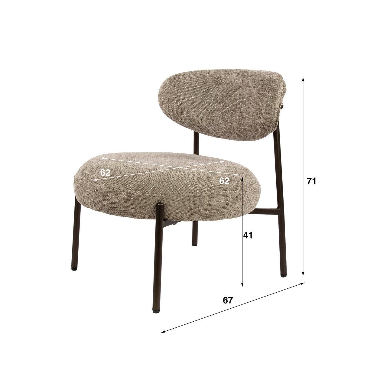 Fauteuils - Ronde Scandinavische fauteuil beige gemêleerde stof Nova - Dimehouse