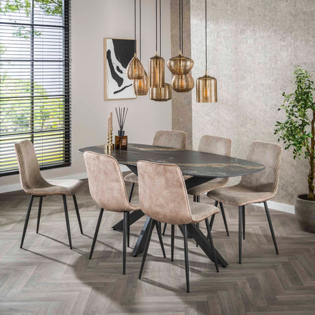 Set di 4 sedie da pranzo Lento Rib Rock sabbia